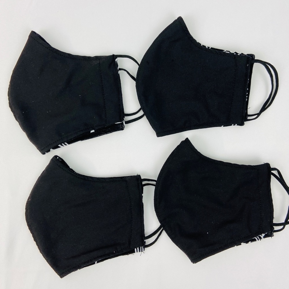 4 Black Adult Pattern Washable Cloth FAce mask
